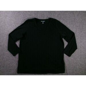 Woman Within Top Women Medium Black Base Layer Capsule Tee Casual Everyday